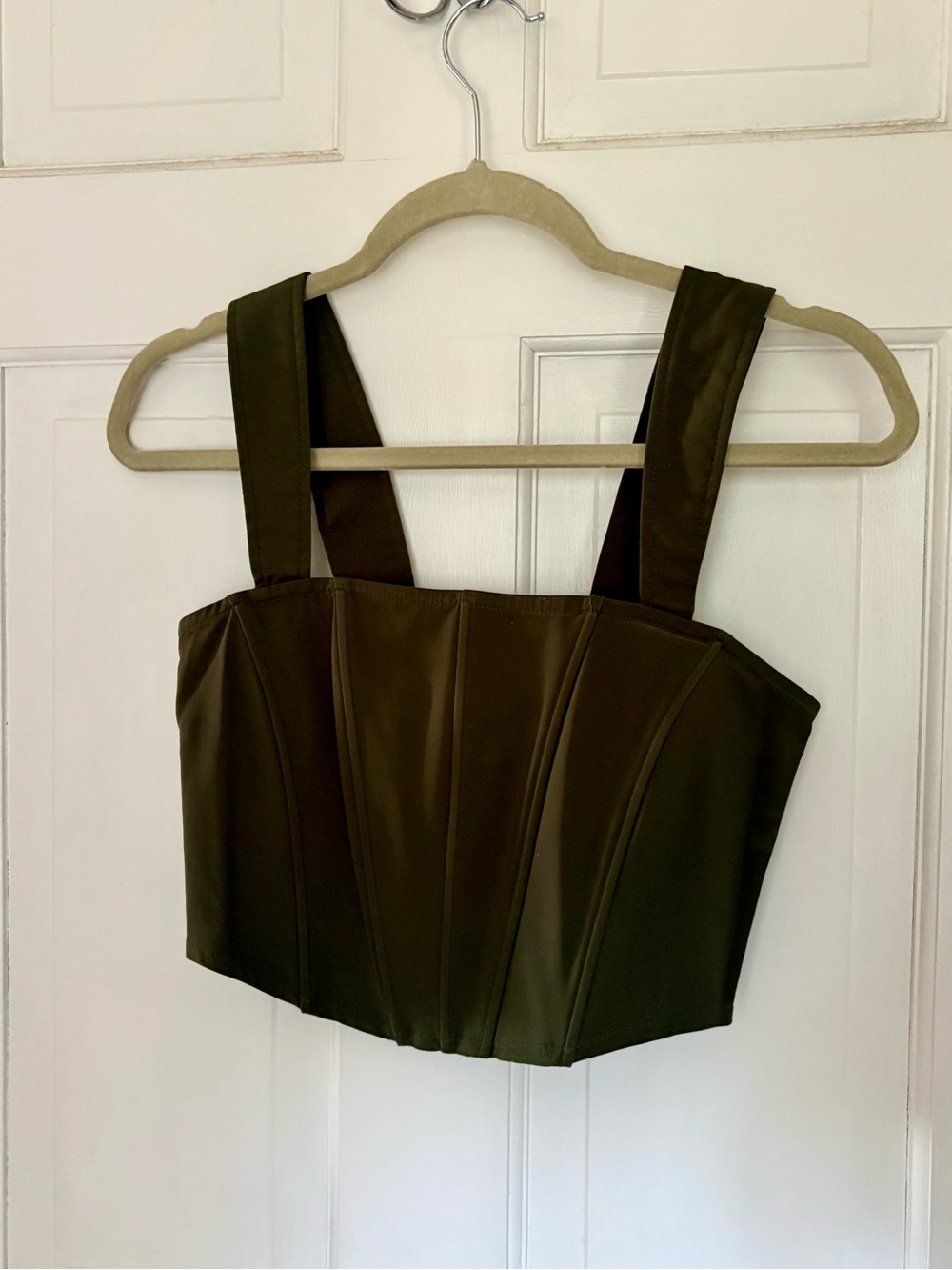 Forever 21 Olive Green Structured Corset Crop Top